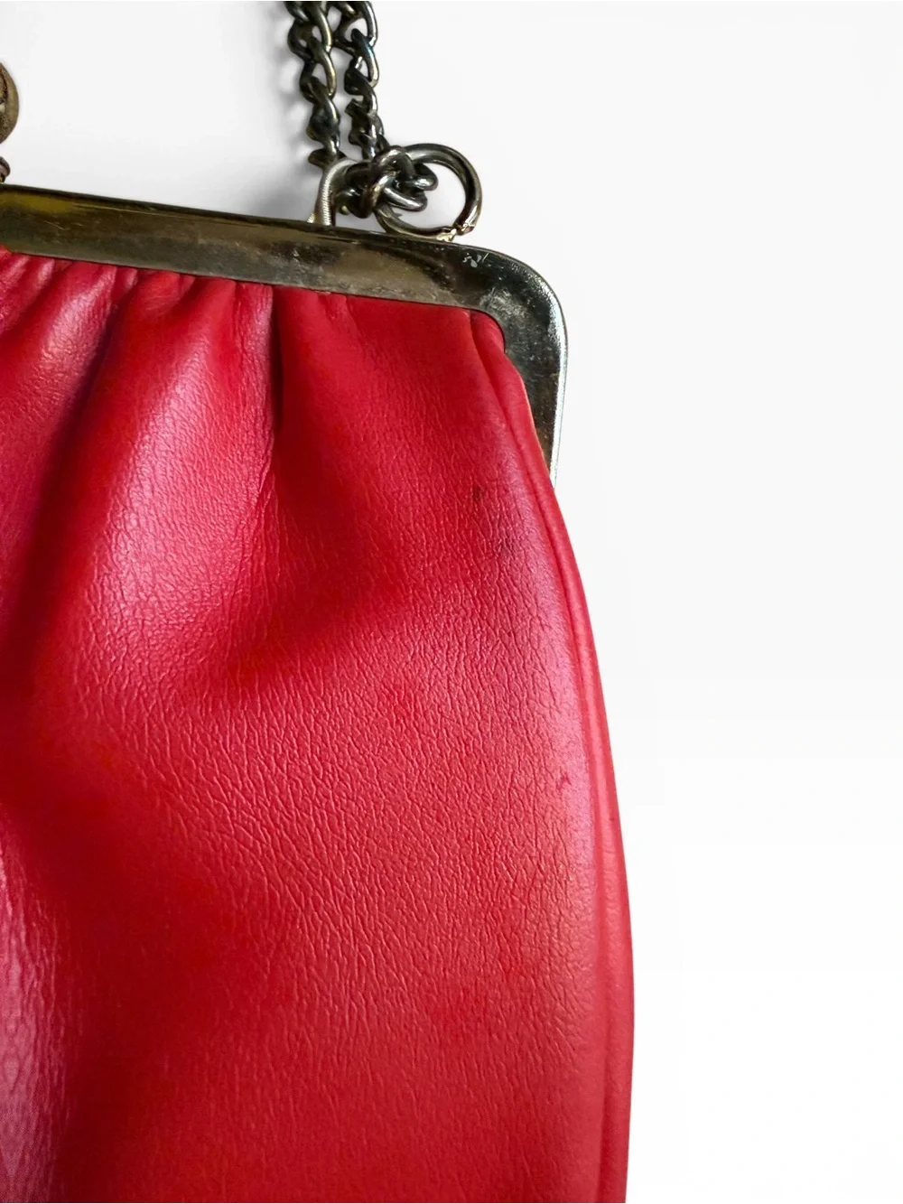 Vintage Red Leather Kiss-Lock Purse from Simpson's Luggage and Furs, Vermont